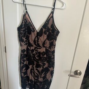 Elegant Black Floral Lace Slip Dress
